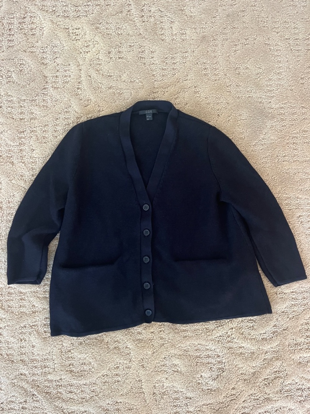 COS Navy Blue V-Neck Button Cardigan Size Small